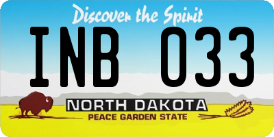 ND license plate INB033
