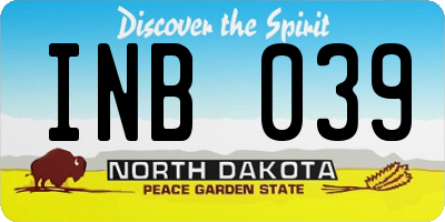 ND license plate INB039