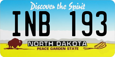 ND license plate INB193