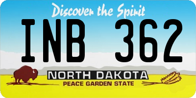 ND license plate INB362