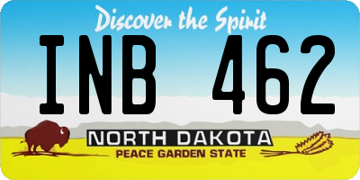 ND license plate INB462
