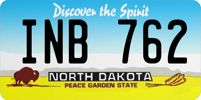 ND license plate INB762