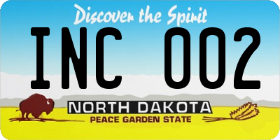 ND license plate INC002