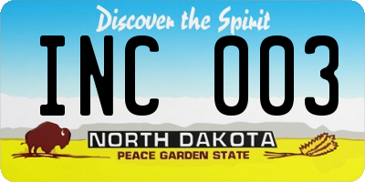 ND license plate INC003
