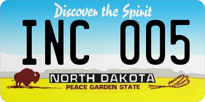 ND license plate INC005