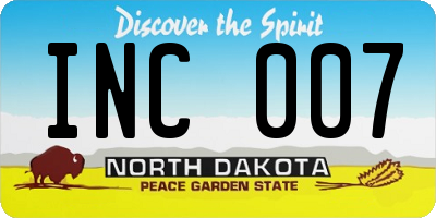 ND license plate INC007