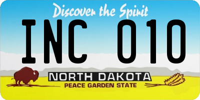 ND license plate INC010