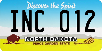 ND license plate INC012