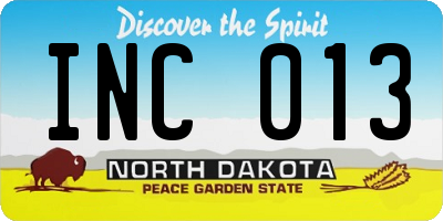 ND license plate INC013