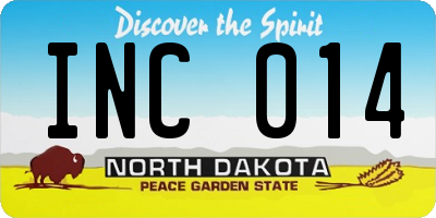 ND license plate INC014