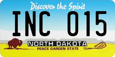 ND license plate INC015