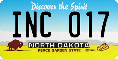 ND license plate INC017