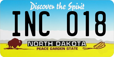 ND license plate INC018