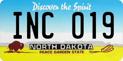 ND license plate INC019