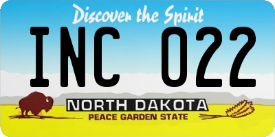 ND license plate INC022