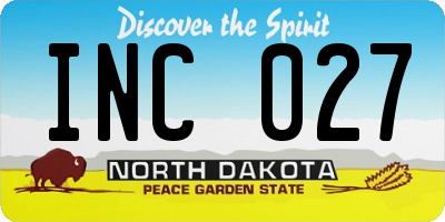 ND license plate INC027