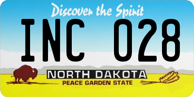 ND license plate INC028