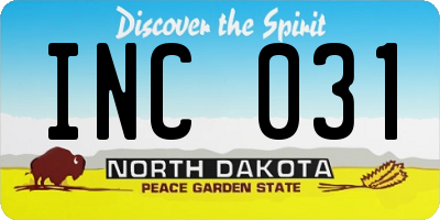 ND license plate INC031