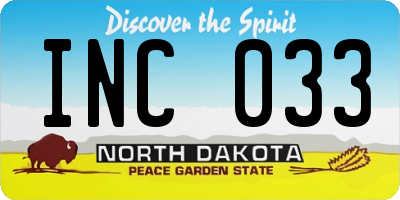 ND license plate INC033
