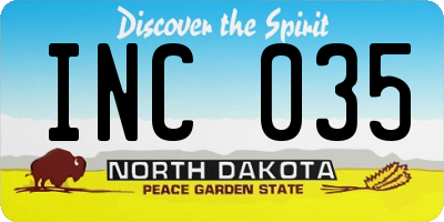 ND license plate INC035