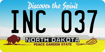 ND license plate INC037