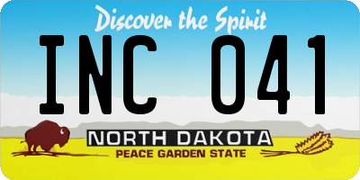 ND license plate INC041