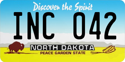 ND license plate INC042