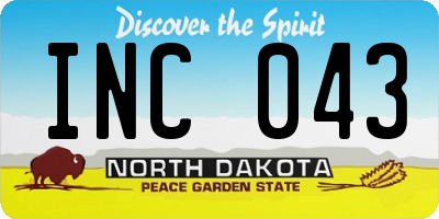 ND license plate INC043