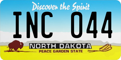ND license plate INC044
