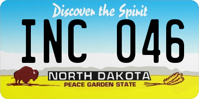 ND license plate INC046