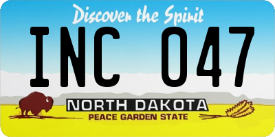 ND license plate INC047