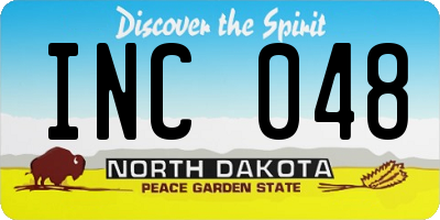 ND license plate INC048