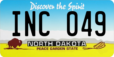 ND license plate INC049