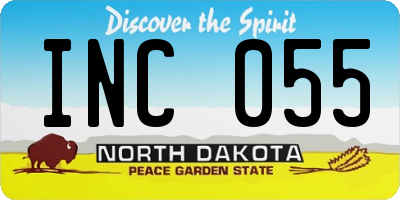 ND license plate INC055