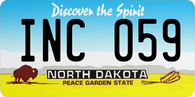 ND license plate INC059