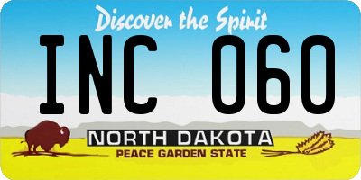ND license plate INC060