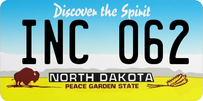 ND license plate INC062