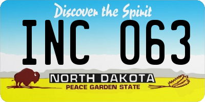 ND license plate INC063