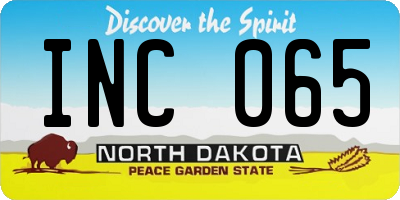 ND license plate INC065