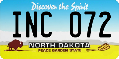 ND license plate INC072