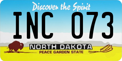 ND license plate INC073
