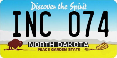 ND license plate INC074
