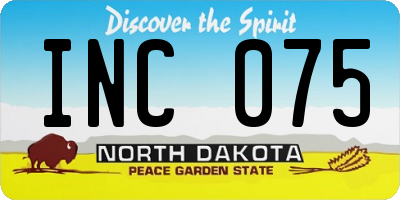 ND license plate INC075