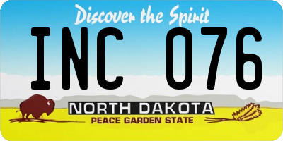 ND license plate INC076