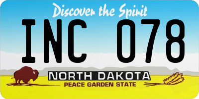 ND license plate INC078