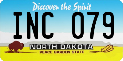 ND license plate INC079