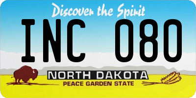 ND license plate INC080