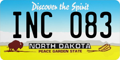 ND license plate INC083