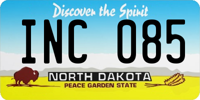 ND license plate INC085