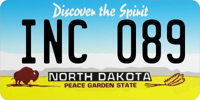 ND license plate INC089
